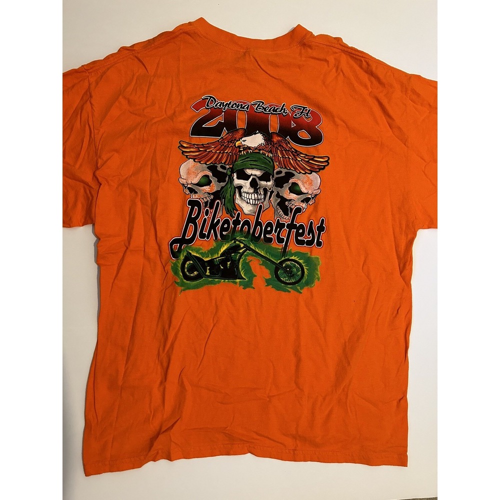 2008 Biketoberfest Daytona Beach FL Men Size 2XL Gildan Orange T Shirt